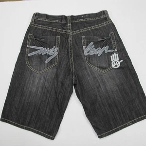 Pantalones Cortos Miskeen Jeans Para Hombres 38 Negros Sueltos Bordados Y2K Pantalones Cortos Pintura Salpicaduras De Colección - Imagen 1 de 9