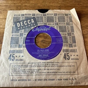 JANE FROMAN-I'll Walk Alone JANE FORMAN CAPITAL RECORDS 45 - Picture 1 of 5