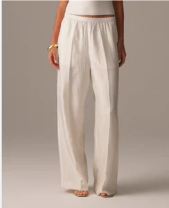 NEW J. Crew Stratus Straight Leg Pants in Textured Satin IVORY Size Medium CC472 - Picture 1 of 7