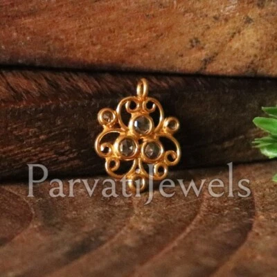 Подвеска с натуральным бриллиантом розовой огранки из чистого 18-каратного золота подарок на день рождения женские подвески - Изображение 1 из 4