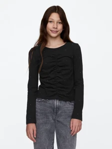 Gap Kids Ruched T-Shirt Girls M (8) Black All Over Rhinestud Soft Cotton - Picture 1 of 7