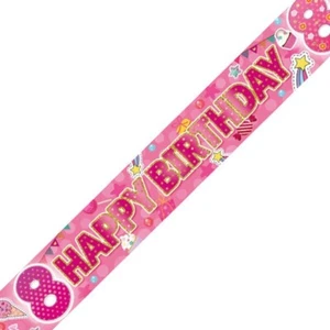 Happy 8th Birthday Sweet treats Holographic Foil Banner 2.7m Repeats 3 Times - Picture 1 of 1