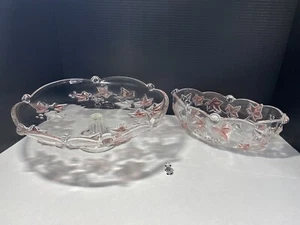 Walther Mikasa Perischer Efeu Preiselbeere Dessert Set Kuchenständer und Schale mit Fuß Vintage - Bild 1 von 12
