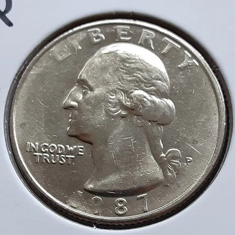 Strike Thru Grease / Debris Error Coin 1987-P Washington Quarter 25c Clogged Die Cover