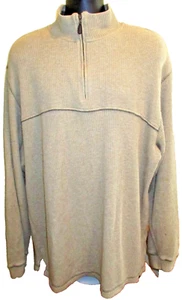 Van Heusen Beige Tan Ribbed 100% Cotton Half-Zip Sweater Size X-Large Men's EUC - Picture 1 of 4