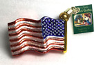 New 3 USA Flag star spangled banner OWC Christmas Ornament Blown glass patriotic