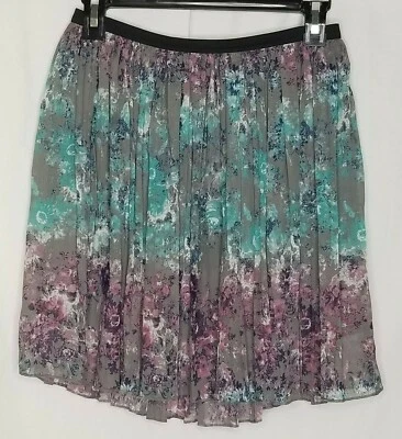 Falda Mudd Mujer Junior Talla M Gris Rosa Aqua Floral Cintura Elástica Usada en Excelente Condición Foto 1 de 4