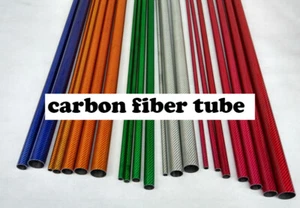 2pcs 50cm 3K Full Carbon Fiber Round Tube 10 12 16 20 22 25 30mm Red Blue Green - Picture 1 of 10