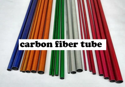 2pcs 50cm 3K Full Carbon Fiber Round Tube 10 12 16 20 22 25 30mm Red Blue Green  - Image 1 of 4