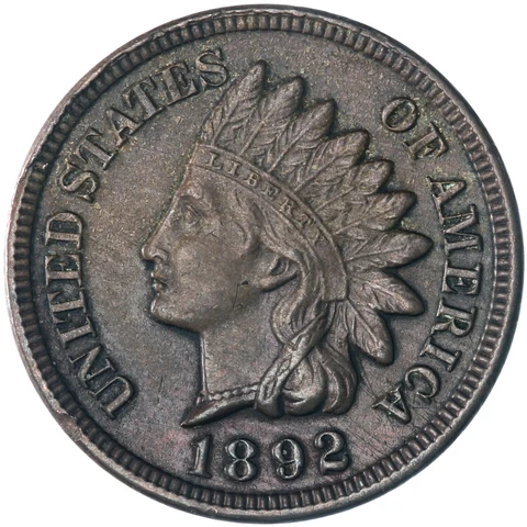 1892 (P) Indian Head Cent Extra Fine Penny XF See Pics A028 Cover