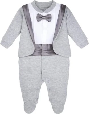 Bebé Niño Footie Conjunto con Pajarita Esmoquin para Vacaciones de Navidad Foto 1 de 4