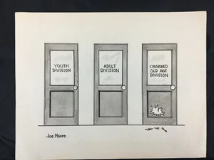 Original Editorial Cartoon Art By Joe Moore "Old Age" - Picture 1 of 2