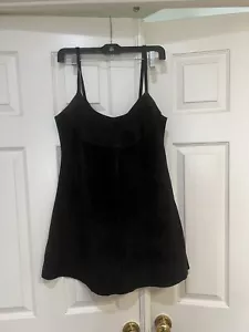 Vintage 90s Y2K Jill Stuart Black Suede Leather Mini Slip Dress Goth Festival 6 - Picture 1 of 13