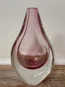FLAVIO POLI SEGUSO Murano Art Glass PINK SUBMERGED TEARDROP SOMMERSO Vase 1950s - Picture 1 of 24