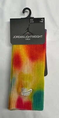 NIKE JORDAN Grade School Flight Remix Crew Socks 2PK BJ0532-H07 KIDS 3Y-5Y - Image 1 of 4