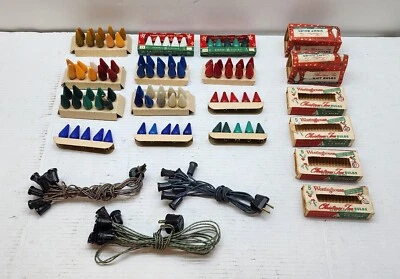 108 VINTAGE LOT C-6 GE WESTINGHOUSE MAZDA CHRISTMAS BULBS STRINGS RED WHITE BLUE - Image 1 of 4