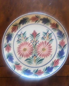 Vintage HB Quimper Fleuri Royal France Dinner Plate Pink & Blue Decor 9" Signed - Picture 1 of 4