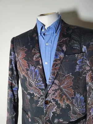 38L Tallia Paisley Floral Black Brown Orange Purple Sport Coat Blazer Jacket - Image 1 of 4