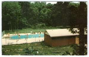 Postal Camp Woodbrook MT 1968 Airy Maryland MD PISCINA y casa de baño - Imagen 1 de 2