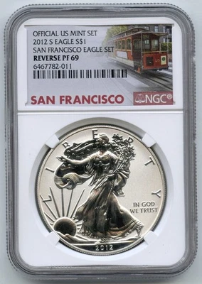 2012-S Silver Eagle 1 oz NGC Reverse PF 69 Certified - San Francisco Mint - P497 - Image 1 of 2