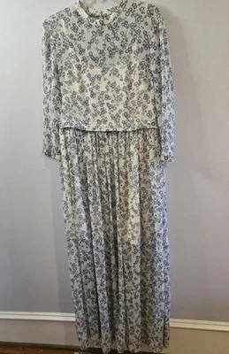 Maxi Vestido Para Mujer Donna Morgan Azul Floral Ligero Cuello Redondo Talla 10 Forrado Foto 1 de 4