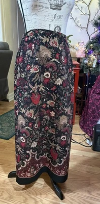 复古 Briggs New York 黑色紫色花卉长裙 16 码 — 第 1/2 张图片
