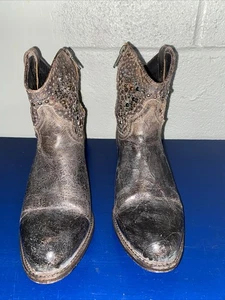 Botas Cortas Frye Deborah Mujer 7M Marrón Occidental Cremallera Tachonadas Envejecidas España - Imagen 1 de 18