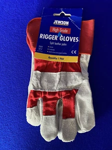 NUOVI Guanti Rigger Resistenti Alta Qualità Split Pelle Palma ROSSO - Jewson - Foto 1 di 2