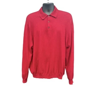 Garret Scott Men Sz 2XL Red 100% Fine Merino Wool Sweater Pullover Polo Button - Picture 1 of 9