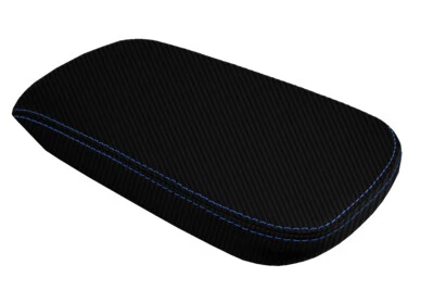 Se adapta a Chrysler 200 2011-2014 tapa de consola de fibra de carbono reposabrazos cubierta puntada azul Foto 1 de 4