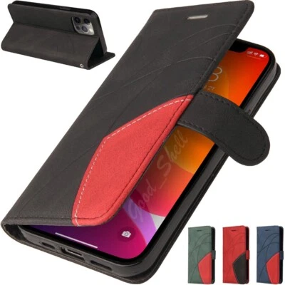 For iPhone 13 12 11 Pro Max SE 8 7 6s Plus Wallet Flip Leather Case Stand Cover - Image 1 of 4
