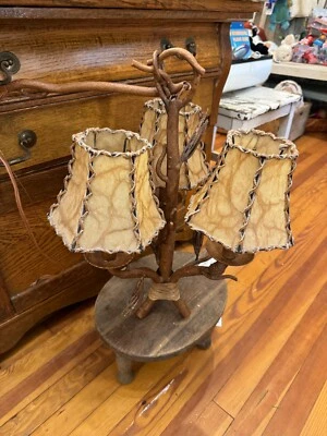 vintage 3 arm bronze chandelier electric ceiling lamp light - Image 1 of 4