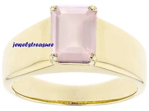 Natural Rose Quartz Gemstone Gold Plated 925 Sterling Silver Ring for Men's #443 - Picture 1 of 4