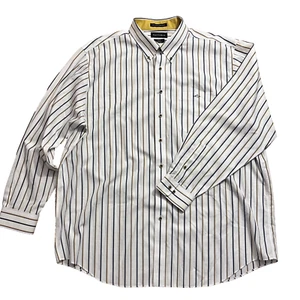 Paul Fredrick Gold Blue Striped Men's Dress Shirt Size 19 37 - Picture 1 of 9