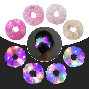 4Pcs Light up Scrunchies Hair Tie, Pink LED Scrunchy Rave Hair Accessories for W - Picture 1 of 6