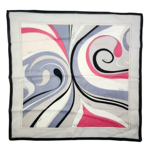 Authentic Vintage Emilio Pucci Pink Black Pocket Square Cotton Hankerchief READ - Picture 1 of 5
