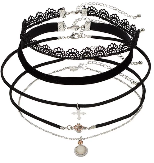 Juego de collar gargantilla colgante tatuaje encaje cruz elefante tono dorado plateado Foto 1 de 1