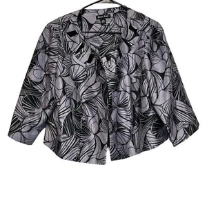 Dana Kay Purple & Black Floral Half Sleeve Cropped Blazer Jacket Size 14W - Picture 1 of 9
