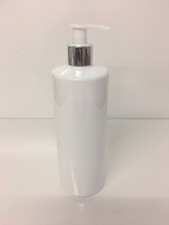 White Lotion Pump Bottle 500ml Cylindrical Pet Plastic Silver/White X6