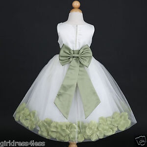 US Seller Ivory Wedding Party Flower Girl Bridesmaid Dresses 12-18M 3/4 5/6 8 10