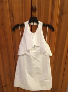 Atemberaubendes Alice & Olivia XS weißes Rüschen-Neckholderkleid neu mit Etikett #1 - Bild 1 von 4