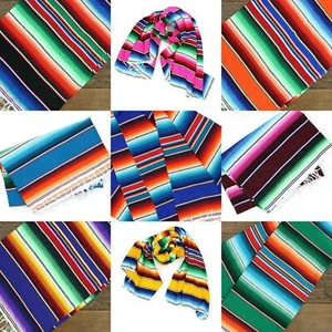 Handwoven Mexican Serape Traditional Jorongo Blanket Shawl Cloak Bright Striped - Picture 1 of 105