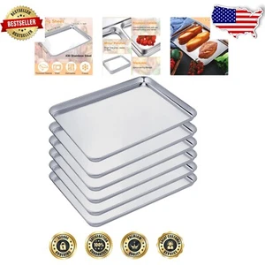 Dishwasher Safe Stainless Steel Baking Tray Set - 18x13 Inch for Easy Cleanup - Picture 1 of 8