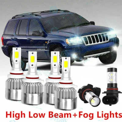 6x LED Headlight Bulbs Hi/Low Beam Fog Lights For Jeep Grand Cherokee 1999-2004 - Image 1 of 4