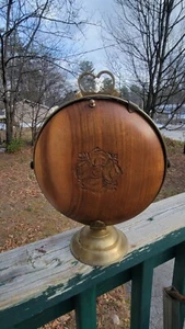 Vintage Wooden & Brass Round Fold Up Stand , Great for Desserts Made in India  - Picture 1 of 17