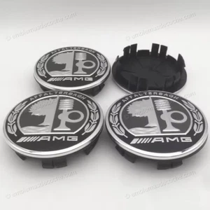 4 x Tapabujes AMG para Mercedes Benz centros de rueda llanta 75mm - Picture 1 of 2