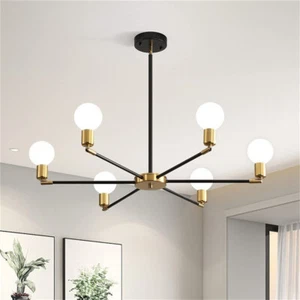 6 Way Adjustable Sputnik Chandelier Vintage Pendant Light Retro LED Ceiling Lamp - Picture 1 of 17