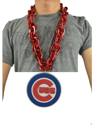 New MLB Chicago Cubs Red Fan Chain Necklace Foam Cover