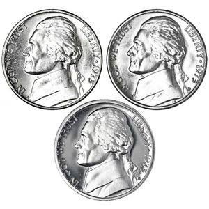 1973 P D S Jefferson Nickel Year Set Proof & BU US 3 Coin Lot - Picture 1 of 5
