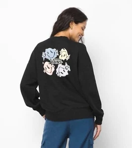 VANS Women’s Jubilee Slouchy Pullover Crew Sweatshirt Color Black Size X-Large - Picture 1 of 8